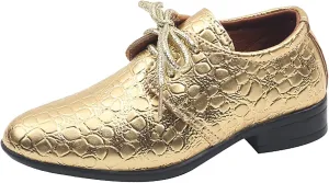 Toddler Boys Dress Shoes Kids Pointed Toe Low Heel Lace Up Oxfords Wedding Dance Party Stage Solid Color Dressy Shoes
