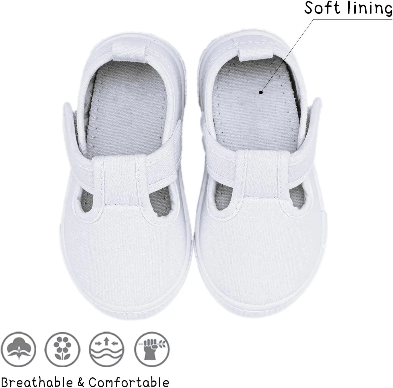 Toddler Boys Girls T-Strap Canvas Sneakers for Little Kids Classical Comfortable Mary Jane Canvas Flats, Non-Slip Casual Canvas Sneaker for Little Kids