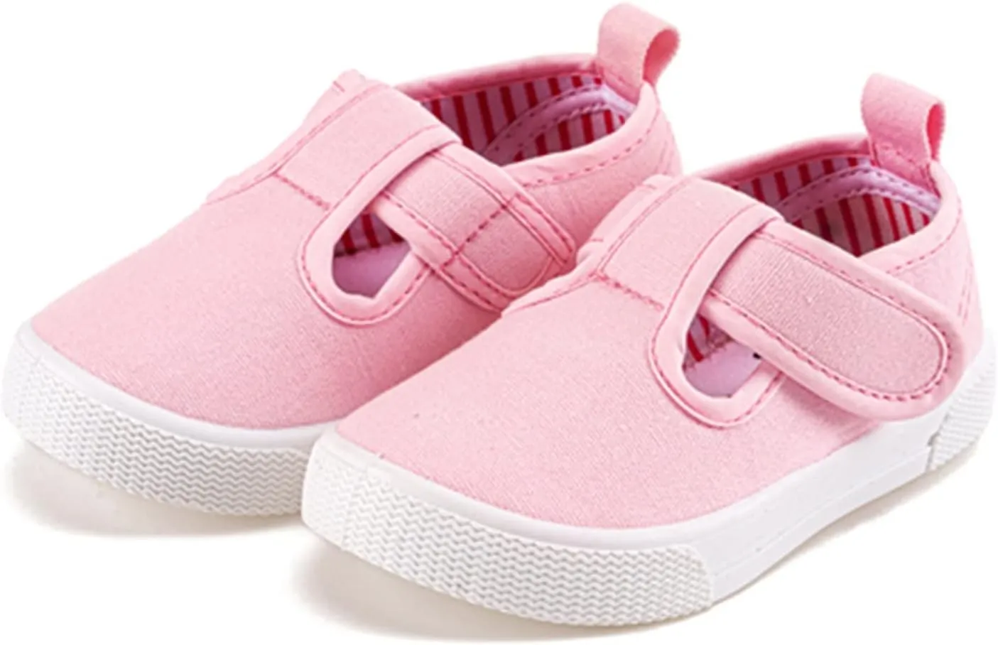 Toddler Boys Girls T-Strap Canvas Sneakers for Little Kids Classical Comfortable Mary Jane Canvas Flats, Non-Slip Casual Canvas Sneaker for Little Kids