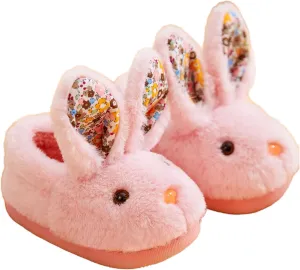 Toddler Bunny Slippers,Bunny Slippers for Kids,Cute Bunny Slippers for Little Kids,Non Slip Sole Soft Fuzzy