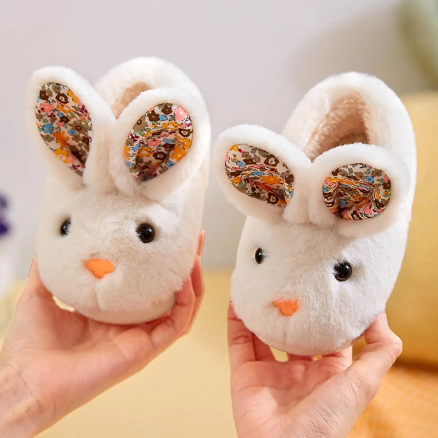 Toddler Bunny Slippers,Bunny Slippers for Kids,Cute Bunny Slippers for Little Kids,Non Slip Sole Soft Fuzzy