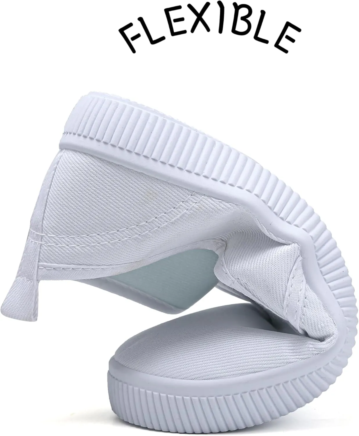 Toddler Kids White Shoes Fashion Canvas Sneakers Slip-on Comfortable Light Weight Skin-Friendly Causal Running Tennis Shoes for Boys Girls(Toddle/Little Kids/Big Kids)