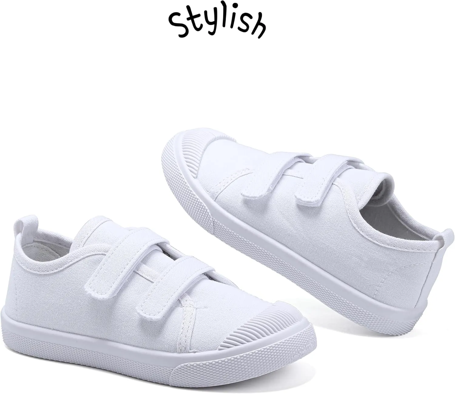 Toddler Kids White Shoes Fashion Canvas Sneakers Slip-on Comfortable Light Weight Skin-Friendly Causal Running Tennis Shoes for Boys Girls(Toddle/Little Kids/Big Kids)