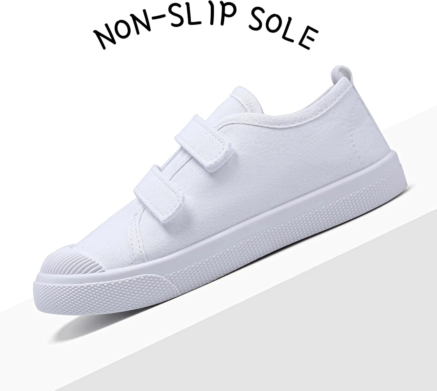Toddler Kids White Shoes Fashion Canvas Sneakers Slip-on Comfortable Light Weight Skin-Friendly Causal Running Tennis Shoes for Boys Girls(Toddle/Little Kids/Big Kids)