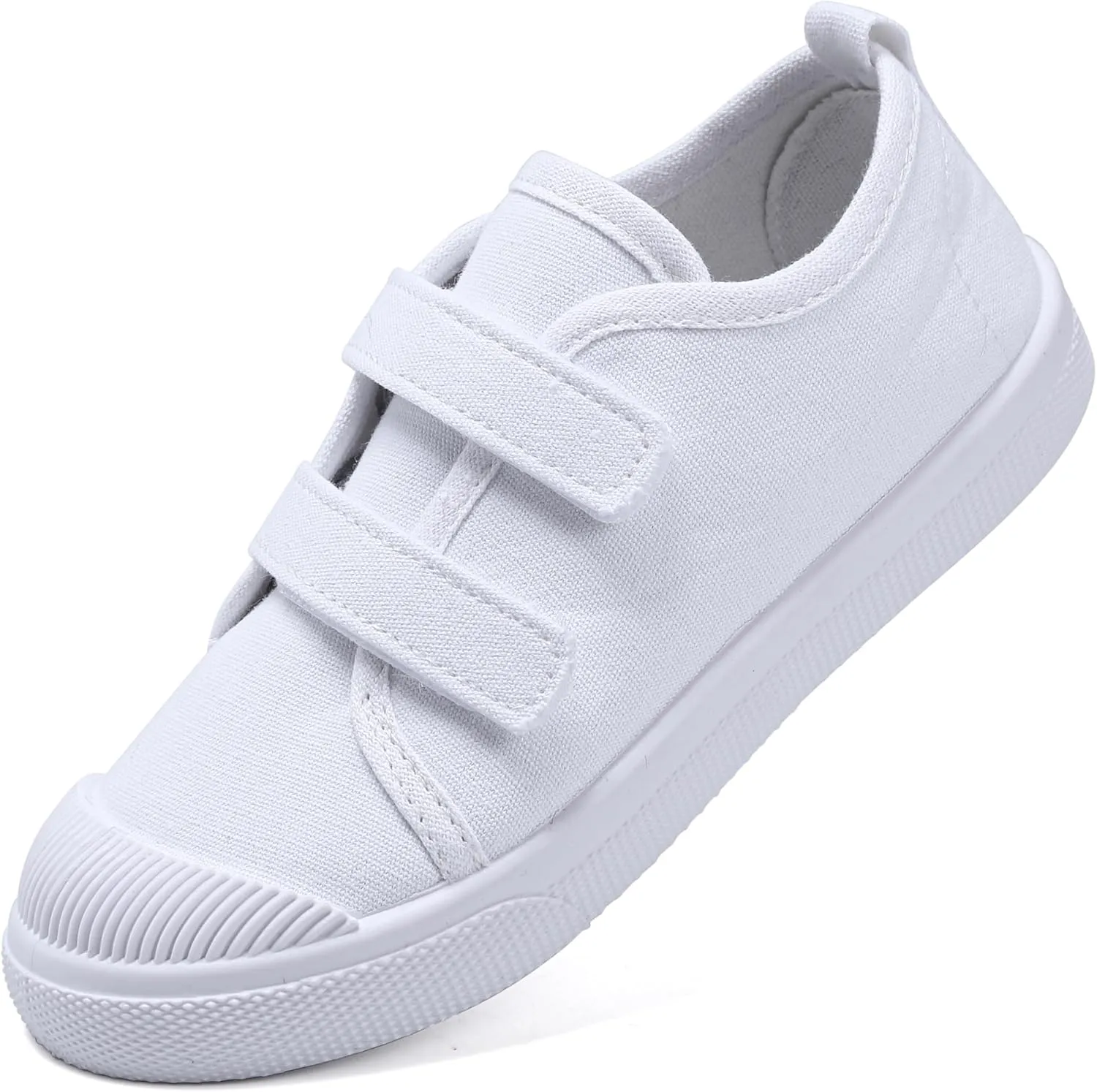 Toddler Kids White Shoes Fashion Canvas Sneakers Slip-on Comfortable Light Weight Skin-Friendly Causal Running Tennis Shoes for Boys Girls(Toddle/Little Kids/Big Kids)