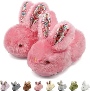 Toddler Slippers Girls Boys Kids Bunny House Slipper Winter Cute Rabbit Slippers Warm Soft Plush Fuzzy Slippers Indoor Non-Slip Animal Cartoon Slippers