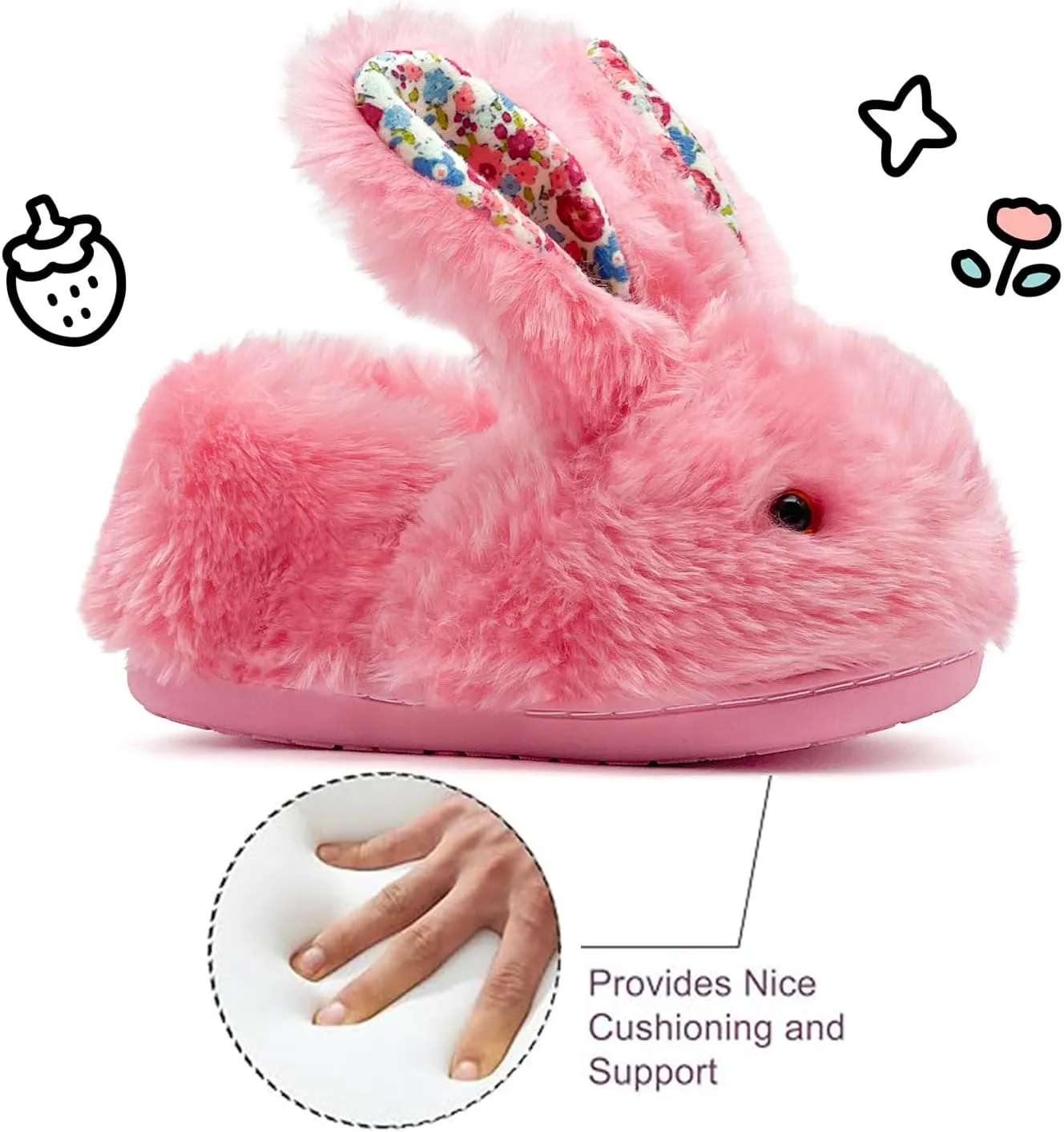 Toddler Slippers Girls Boys Kids Bunny House Slipper Winter Cute Rabbit Slippers Warm Soft Plush Fuzzy Slippers Indoor Non-Slip Animal Cartoon Slippers