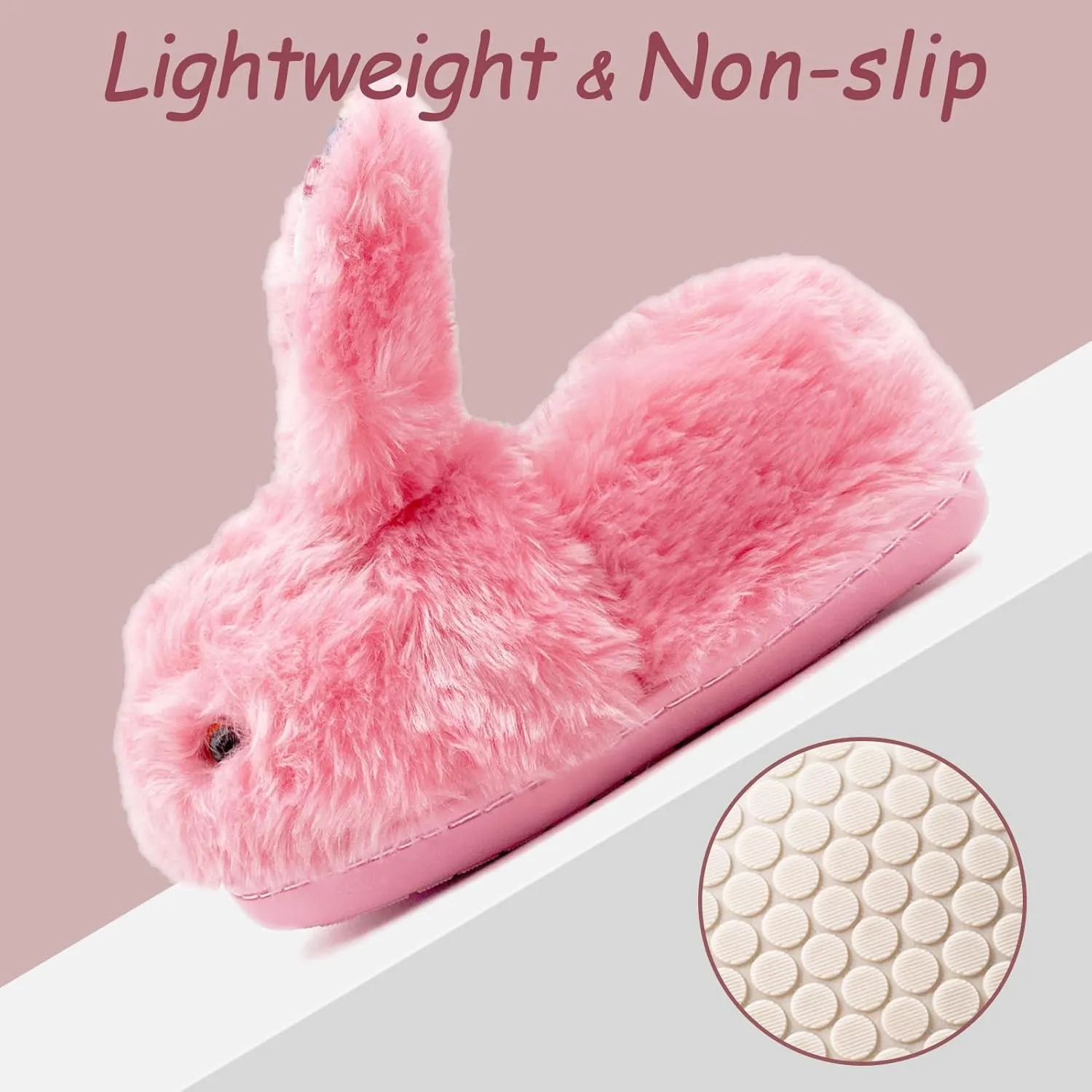 Toddler Slippers Girls Boys Kids Bunny House Slipper Winter Cute Rabbit Slippers Warm Soft Plush Fuzzy Slippers Indoor Non-Slip Animal Cartoon Slippers