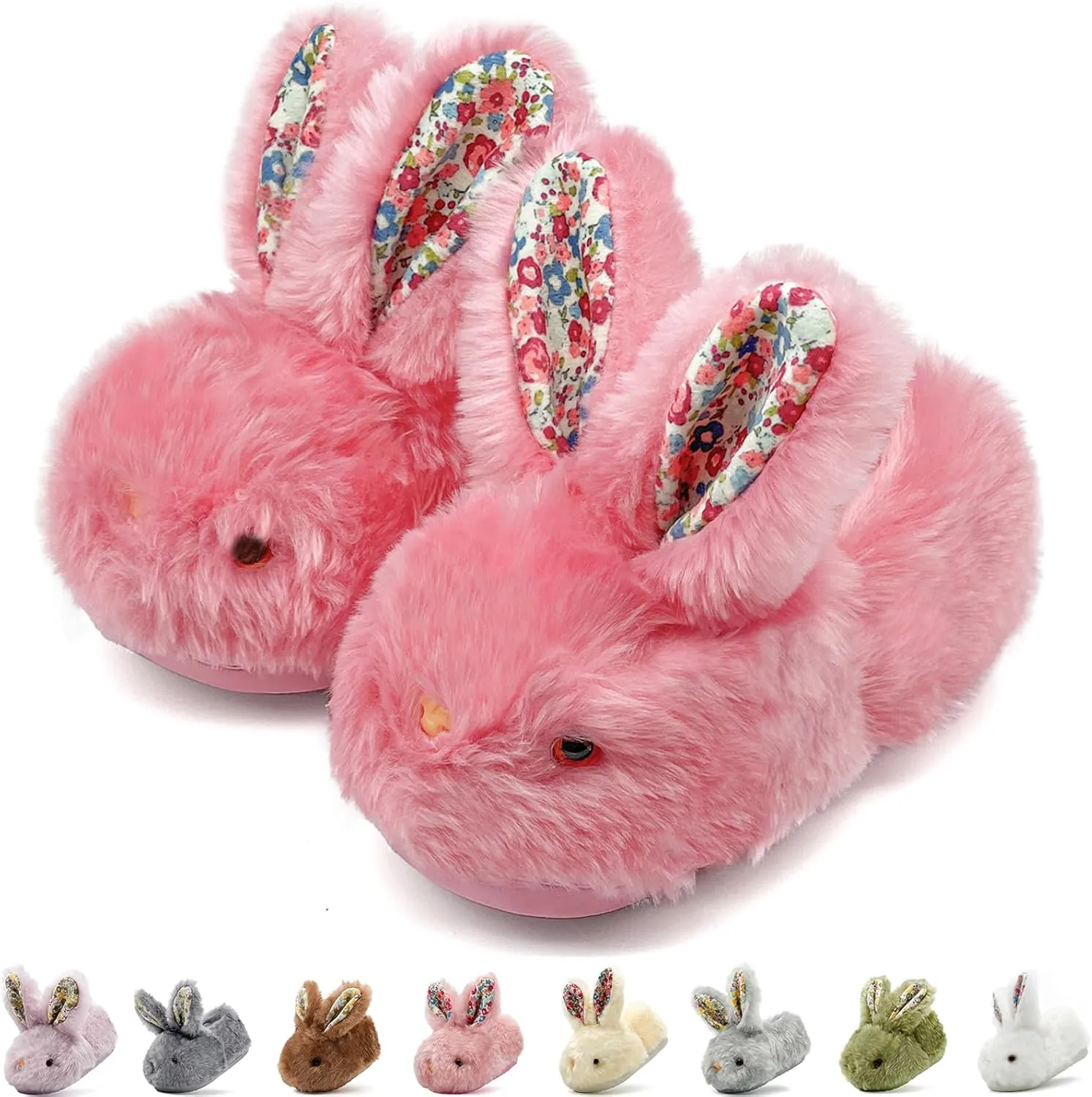 Toddler Slippers Girls Boys Kids Bunny House Slipper Winter Cute Rabbit Slippers Warm Soft Plush Fuzzy Slippers Indoor Non-Slip Animal Cartoon Slippers