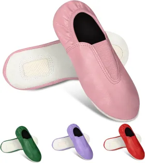 Toddler/Kids/Adult Gymnastic Shoes - Trampoline Shoes Gymnastics - Tumbling Shoes for Girls - Agility Gym Shoes Goat Leather Slip-on Rubber Sole