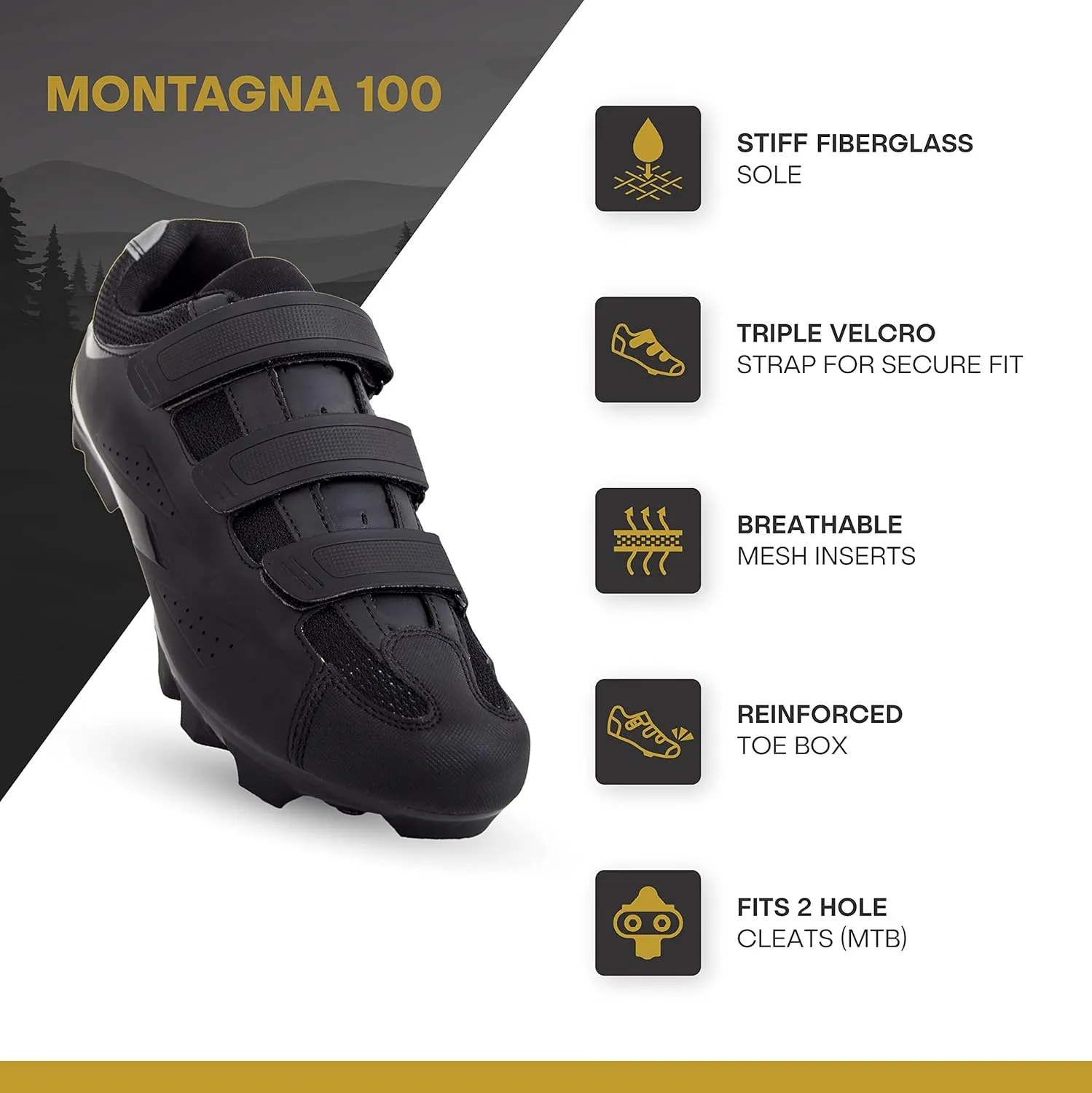 Tommaso Montagna Mens Mountain Biking Shoes—Indoor Cycling Shoes Men—Mountain Bike Shoe for SPD - No Cleats Installed.