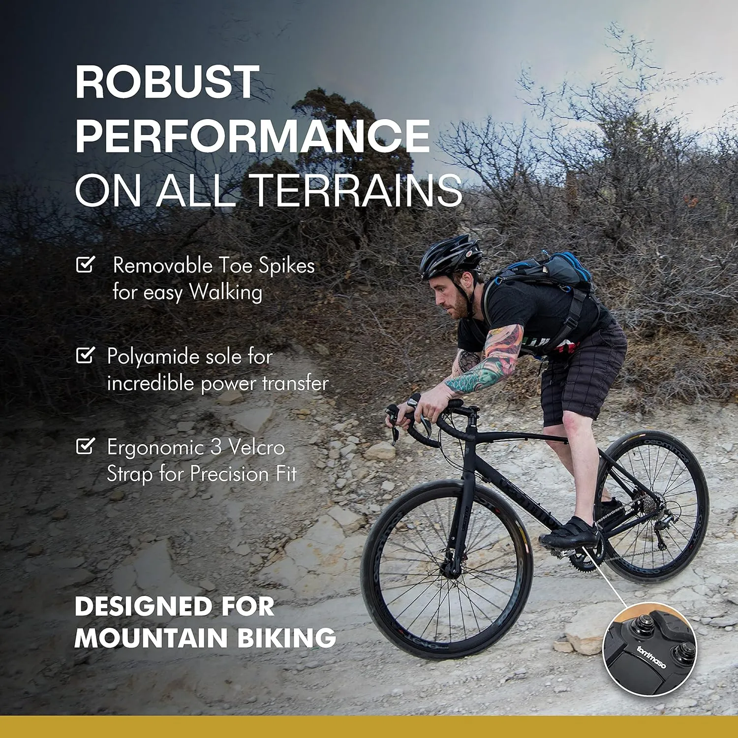 Tommaso Montagna Mens Mountain Biking Shoes—Indoor Cycling Shoes Men—Mountain Bike Shoe for SPD - No Cleats Installed.