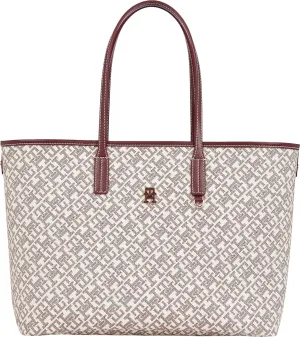 Tommy Hilfiger Monogram Leather Tote with Zipper Pocket