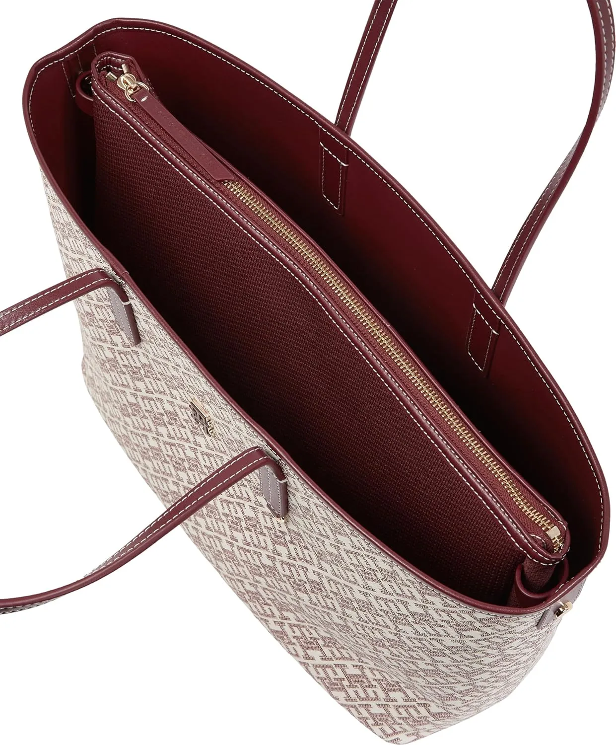 Tommy Hilfiger Monogram Leather Tote with Zipper Pocket