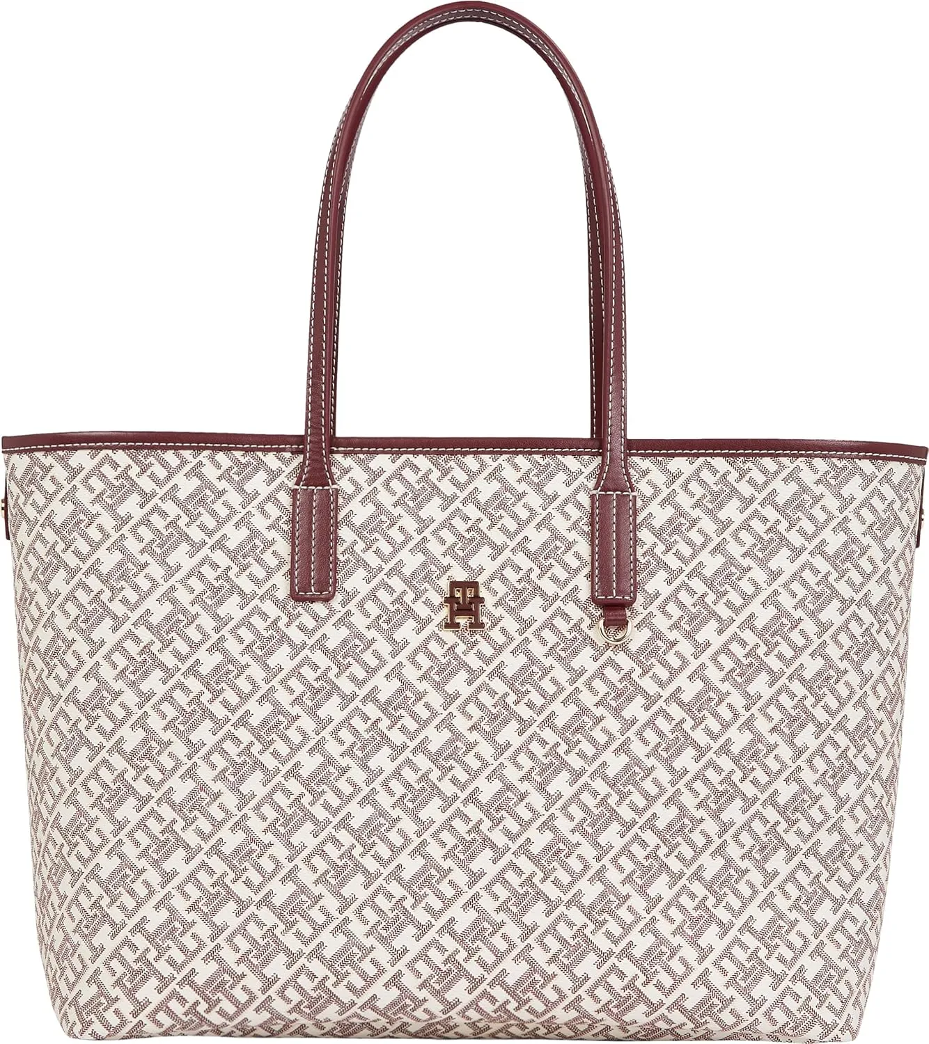 Tommy Hilfiger Monogram Leather Tote with Zipper Pocket
