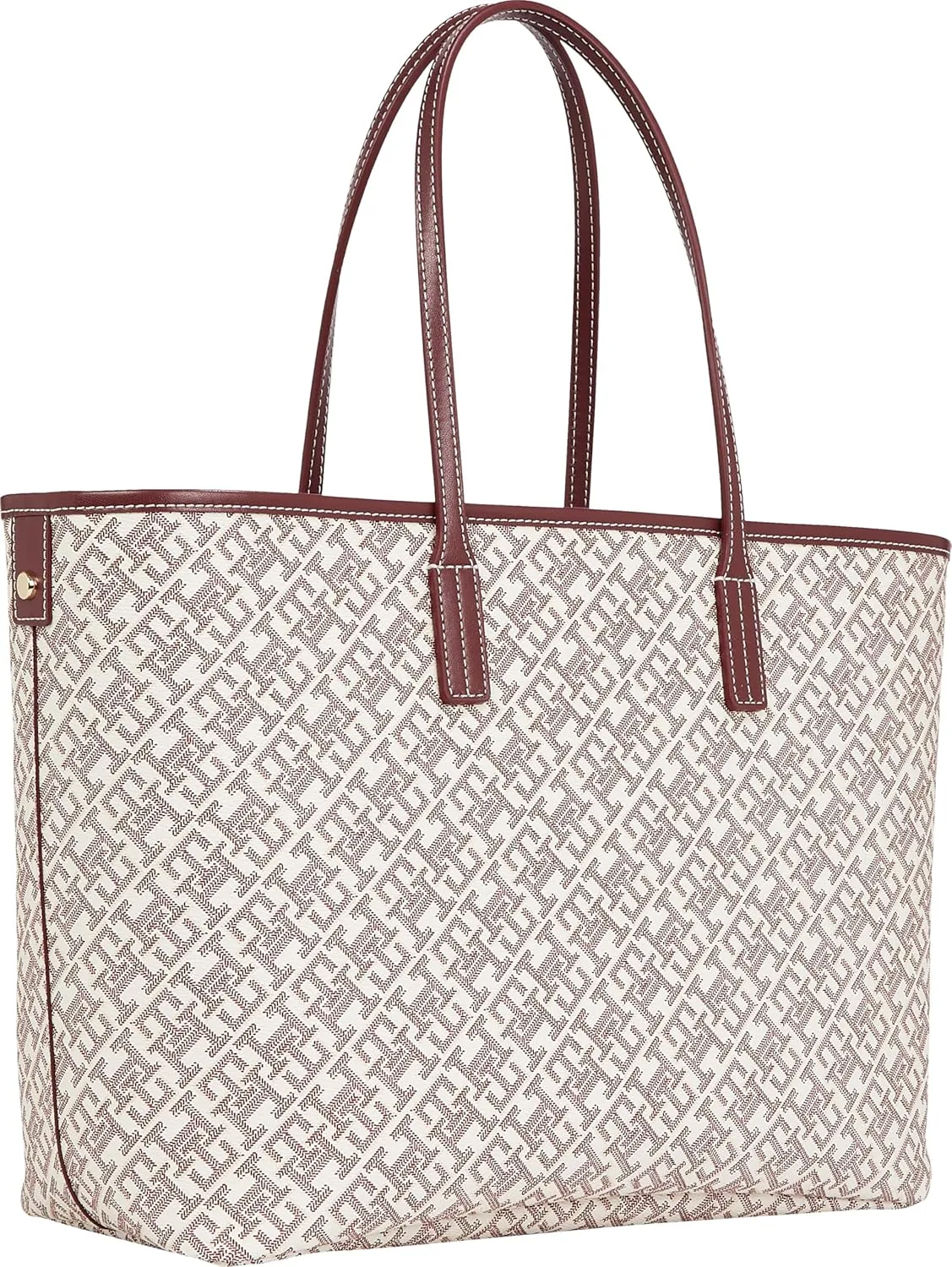 Tommy Hilfiger Monogram Leather Tote with Zipper Pocket