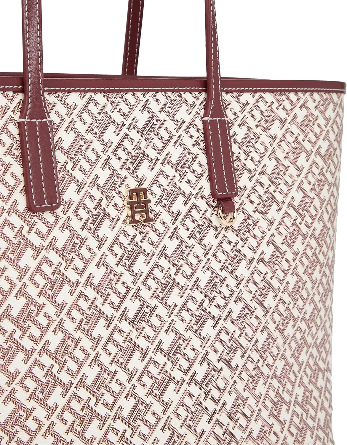 Tommy Hilfiger Monogram Leather Tote with Zipper Pocket