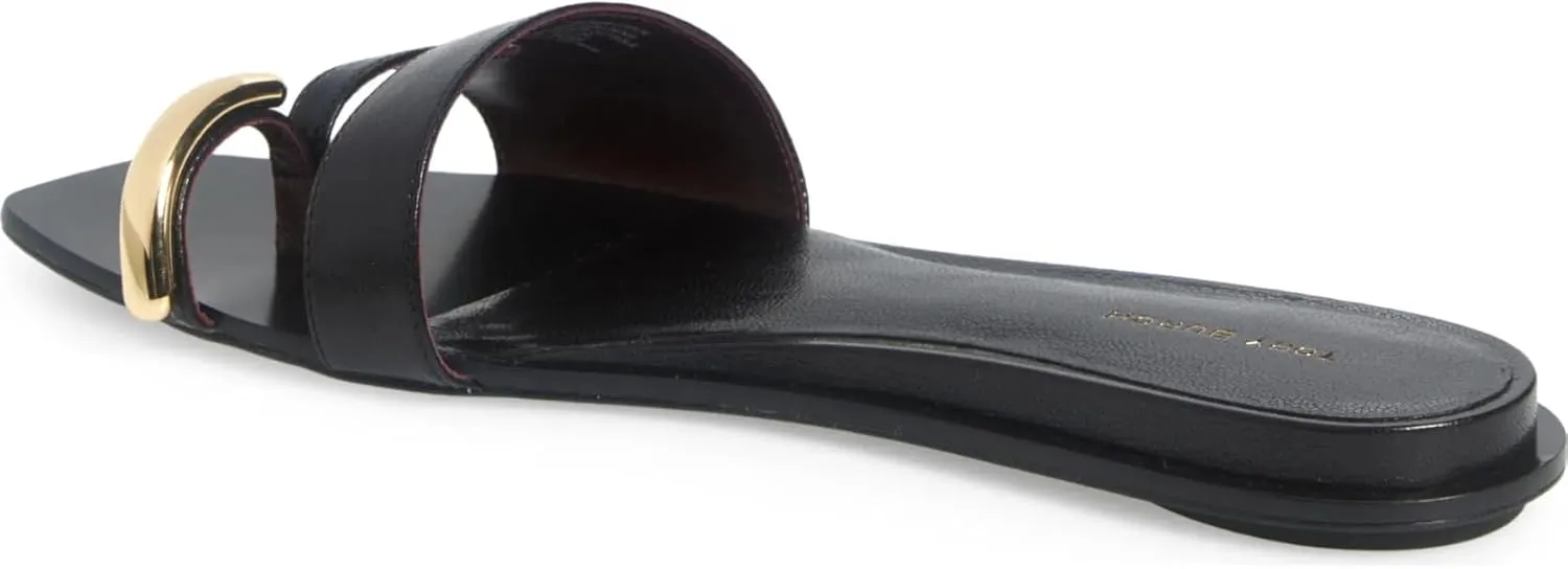 Tory Burch Women's Nappa Leather Pierced Slides, Perfect Black/Gold