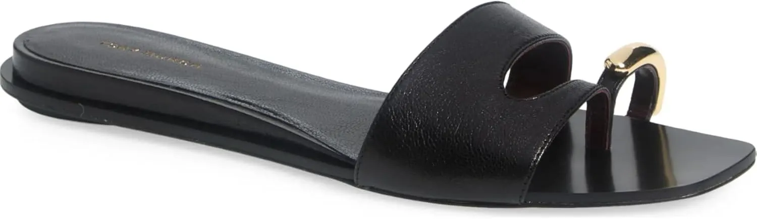 Tory Burch Women's Nappa Leather Pierced Slides, Perfect Black/Gold