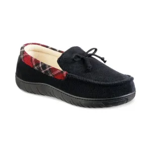 TOTES Men's Microterry Moccasin Memory Foam Slippers Black