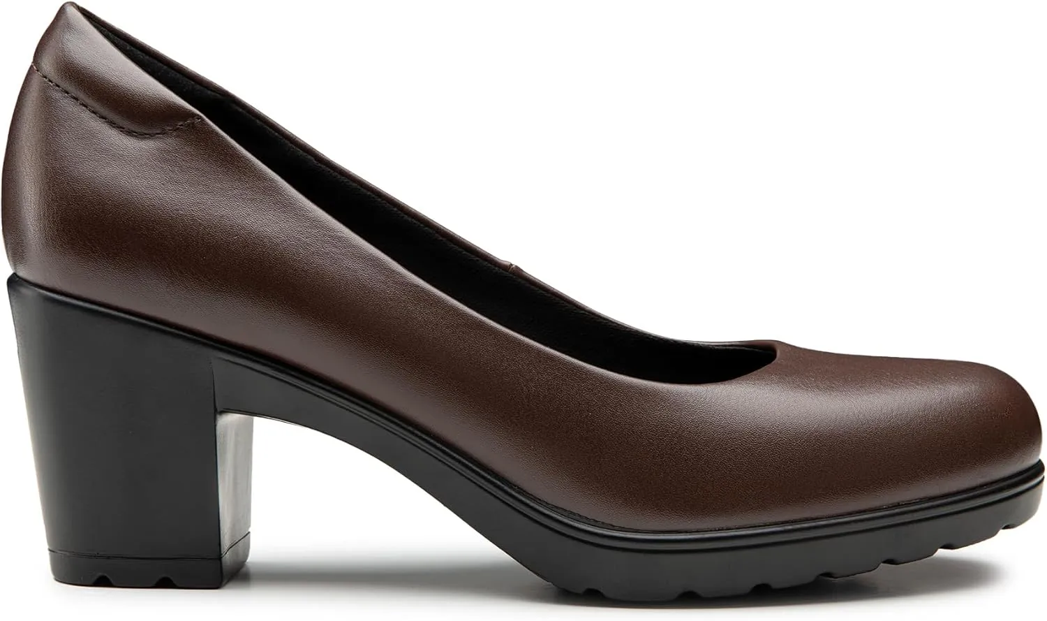 Trary Women's Chunky Low Block Heels Slip on Pumps,Comfortable Classic Closed Round Toe Work Dress Wedding Office Lady Pumps Shoes
