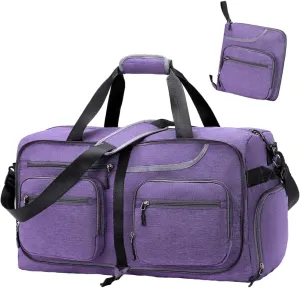 Travel Duffel Bag, 65L Foldable Travel Duffle Bag with Shoes Compartment and wet pocket, Waterproof & Tear Resistant