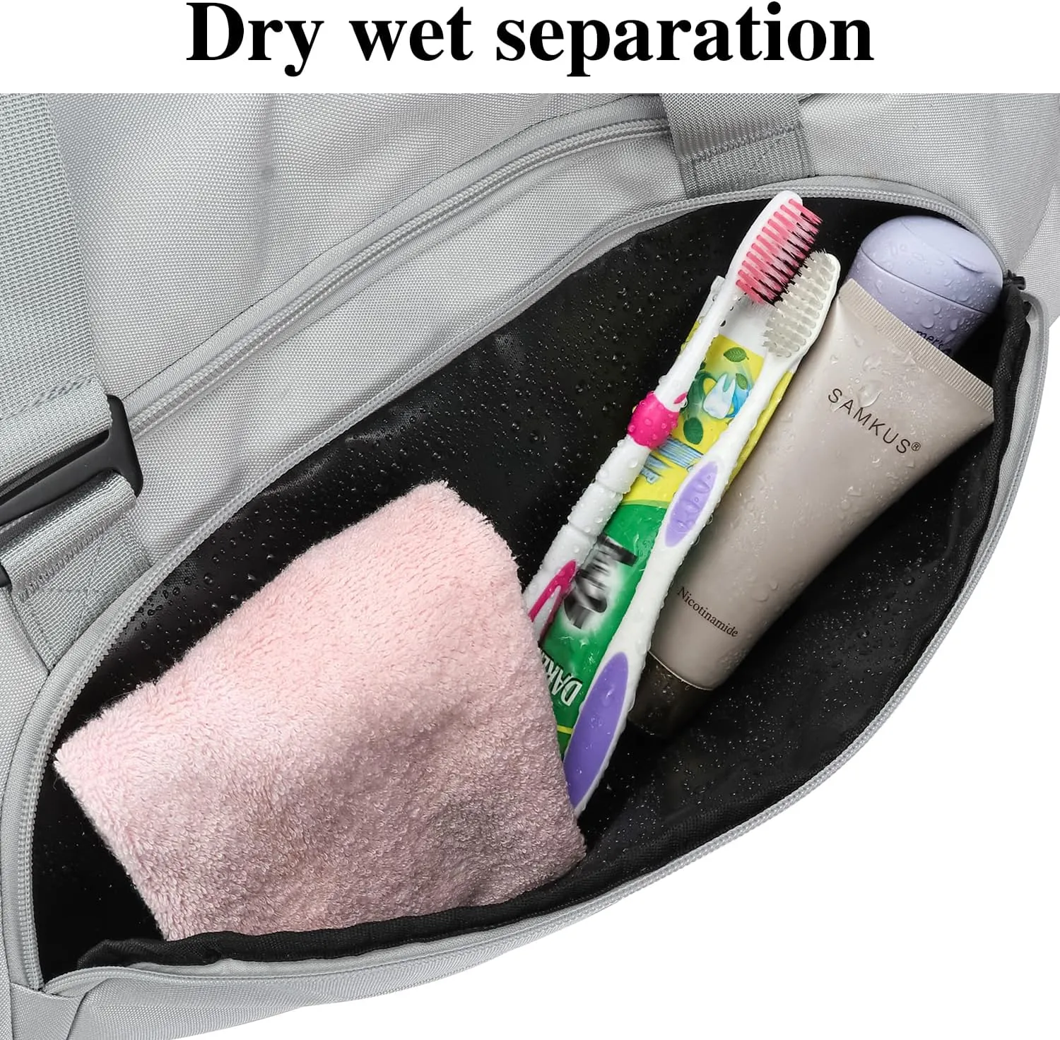 Travel Duffle Bag Men with Shoes Compartment Sports Gym Workout Bag with Wet Pocket 40L Medium 2 In 1 Duffel Backpack for Women Weekender Overnight Bag for Airplane, Grey