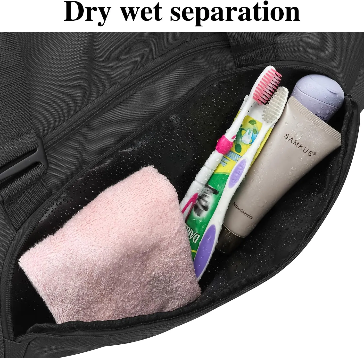 Travel Duffle Bag Men with Shoes Compartment Sports Gym Workout with Wet Pocket 40L Medium 2 In 1 Duffel Backpack for Women Weekender Overnight Bag for Airplane, Black