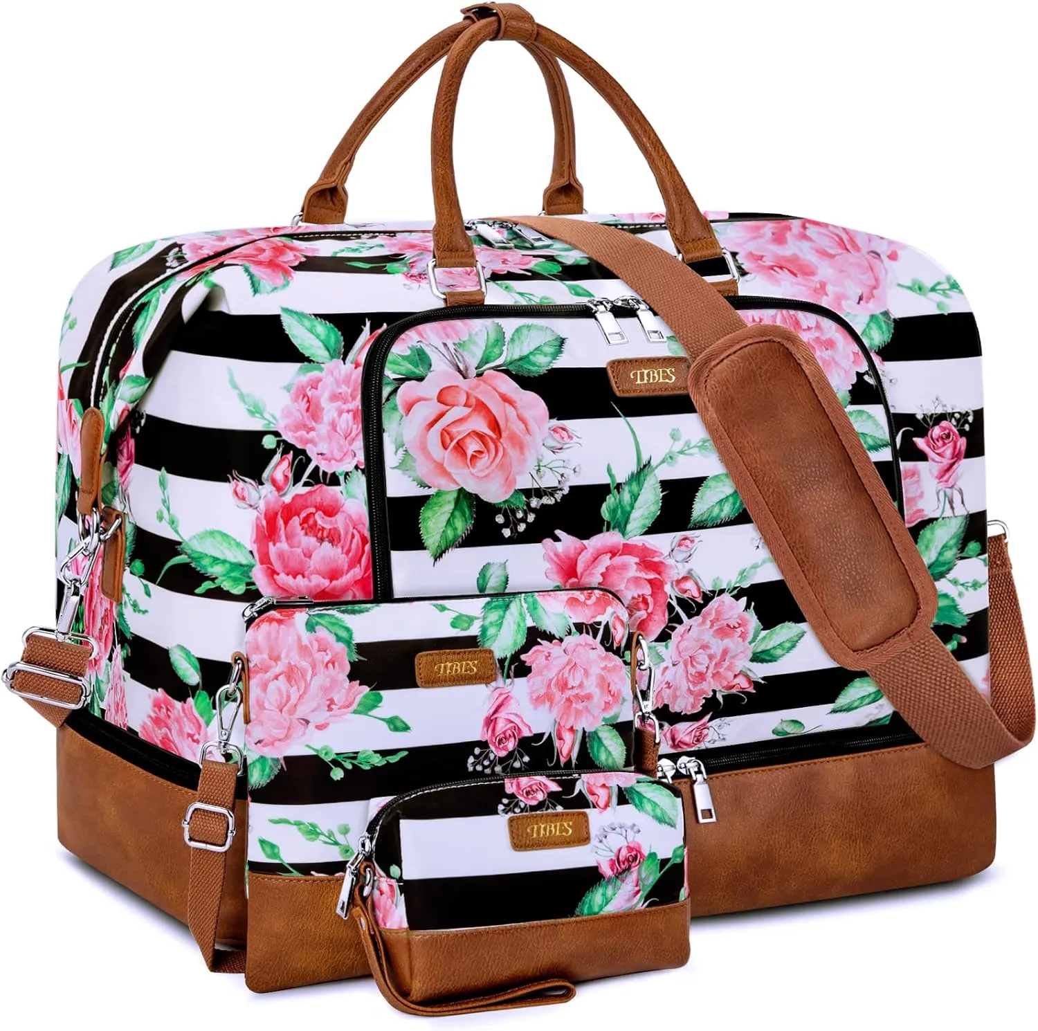 Travel Weekender Bag for Women, Overnight Bag with Shoe Compartment, Oversized Travel Duffel Bag Carry On Tote with Trolley Sleeve 21" for Weekend Travel Business Trip