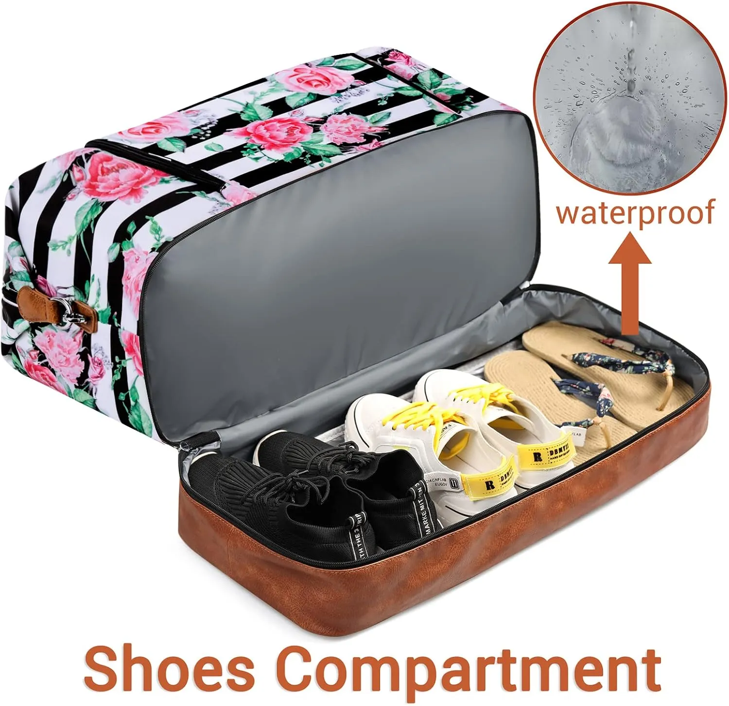 Travel Weekender Bag for Women, Overnight Bag with Shoe Compartment, Oversized Travel Duffel Bag Carry On Tote with Trolley Sleeve 21" for Weekend Travel Business Trip