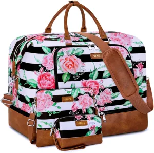 Travel Weekender Bag for Women, Overnight Bag with Shoe Compartment, Oversized Travel Duffel Bag Carry On Tote with Trolley Sleeve 21" for Weekend Travel Business Trip