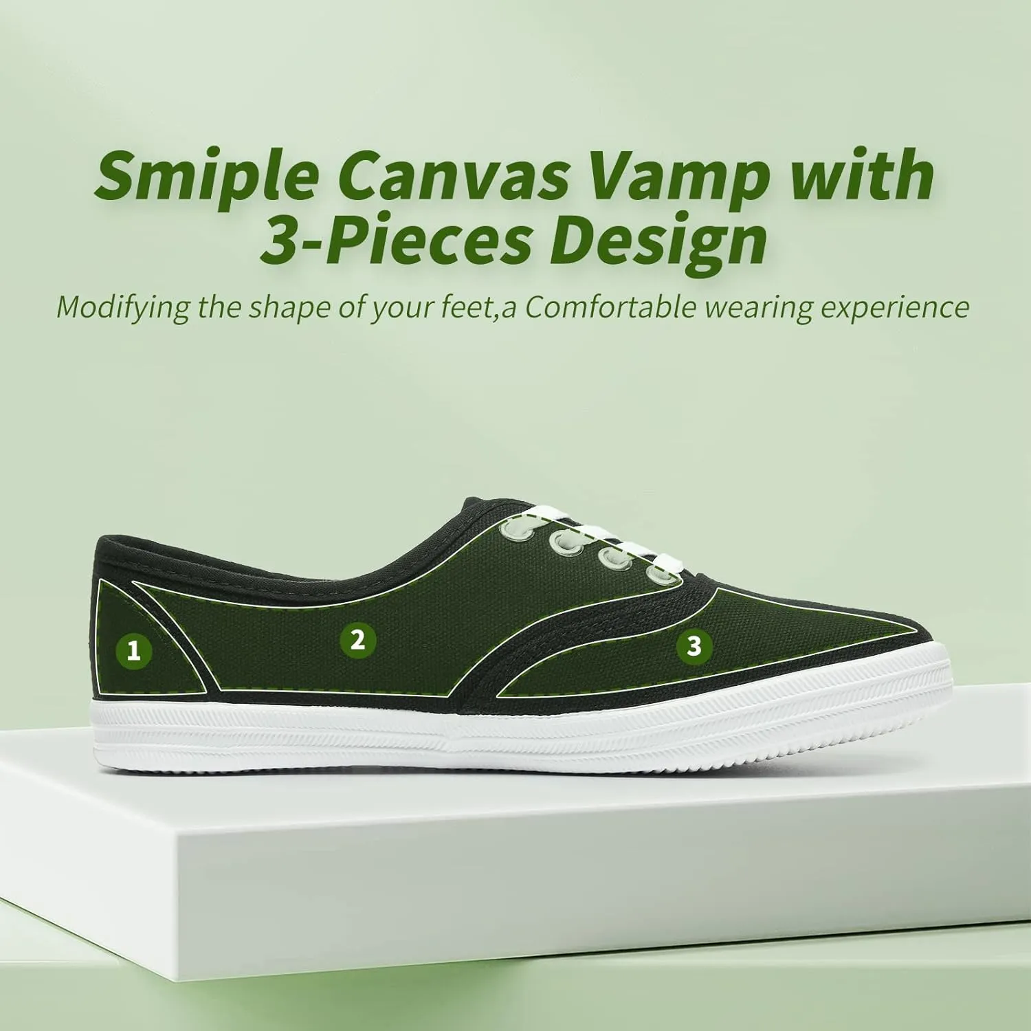 TUOPIN Womens White Canvas Sneakers Low Top Lace-up Canvas Shoes Lightweight Casual Tennis Shoes