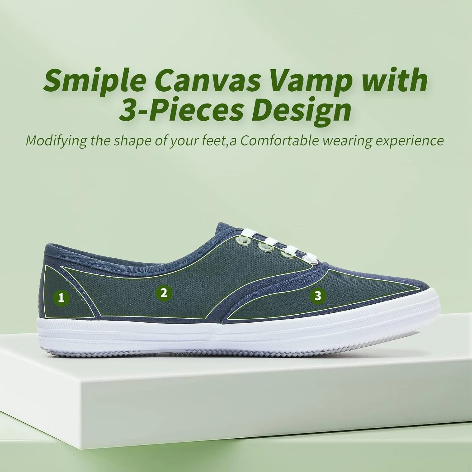 TUOPIN Womens White Canvas Sneakers Low Top Lace-up Canvas Shoes Lightweight Casual Tennis Shoes