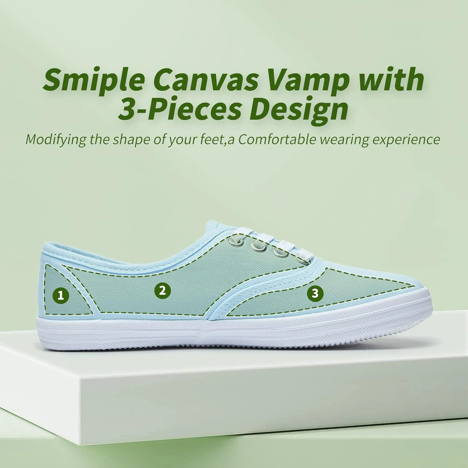 TUOPIN Womens White Canvas Sneakers Low Top Lace-up Canvas Shoes Lightweight Casual Tennis Shoes