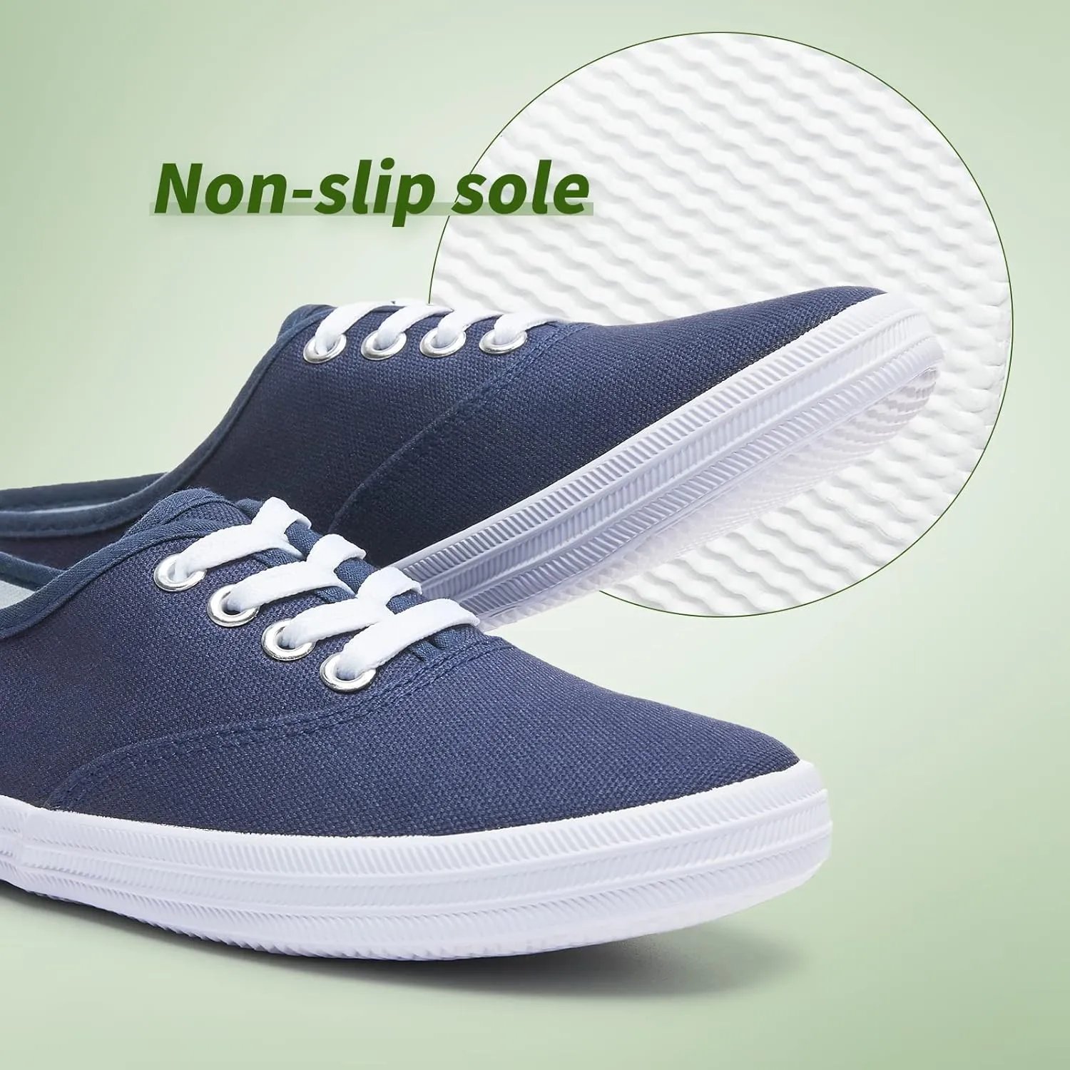 TUOPIN Womens White Canvas Sneakers Low Top Lace-up Canvas Shoes Lightweight Casual Tennis Shoes