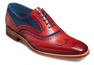 Two Tone Maroon Red Brogue Toe Wing Tip Blue Suede Leather Lace Up Shoes