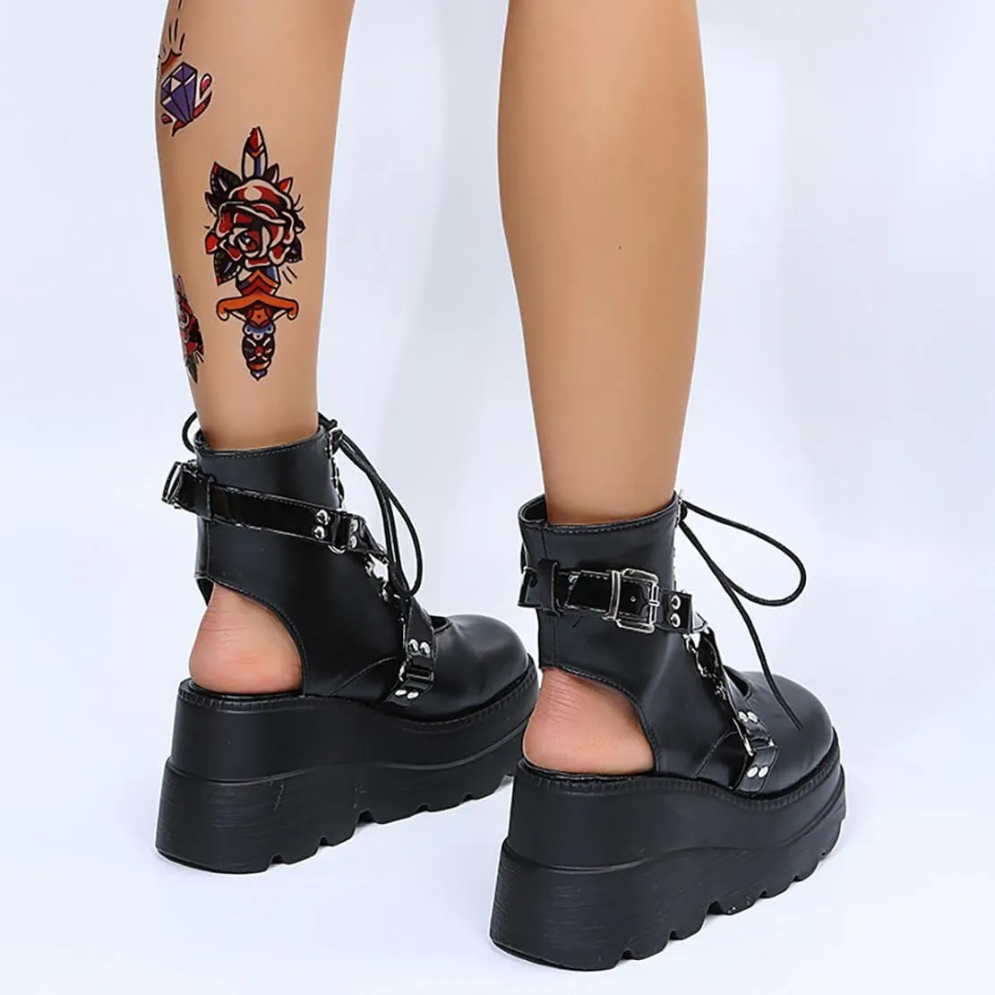Ulalaza Women Mary Jane Dress Pumps Lolita Shoes Cute Platform Gothic Double Ankle Strap Round Toe Chunky Heel Uniform Pumps Shoes Perfect for School Party Business Work Dance Date Night Club