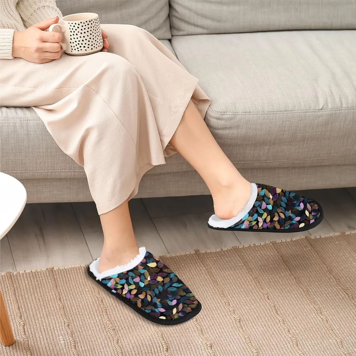 Underwater Sunshine Women's Indoor Bedroom Slippers Soft Fuzzy Slip On House Slippers for Winter Bedroom Outdoor