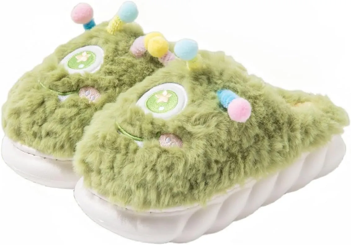UNICOLD Fuzzy Fluffy Cartoon House Slippers For Women, Comfy Memory Foam Cloudy Anti-slip Soft Sole Quiet Warm Slippers Indoor Outdoor In Winter
