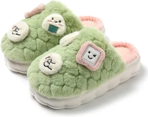 UNICOLD Fuzzy Fluffy Smile Face House Slippers For Women, Comfy Memory Foam Cloudy Anti-slip Soft Sole Warm Slippers Indoor Outdoor In Winter