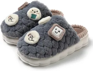 UNICOLD Fuzzy Fluffy Smile Face House Slippers For Women, Comfy Memory Foam Cloudy Anti-slip Soft Sole Warm Slippers Indoor Outdoor In Winter