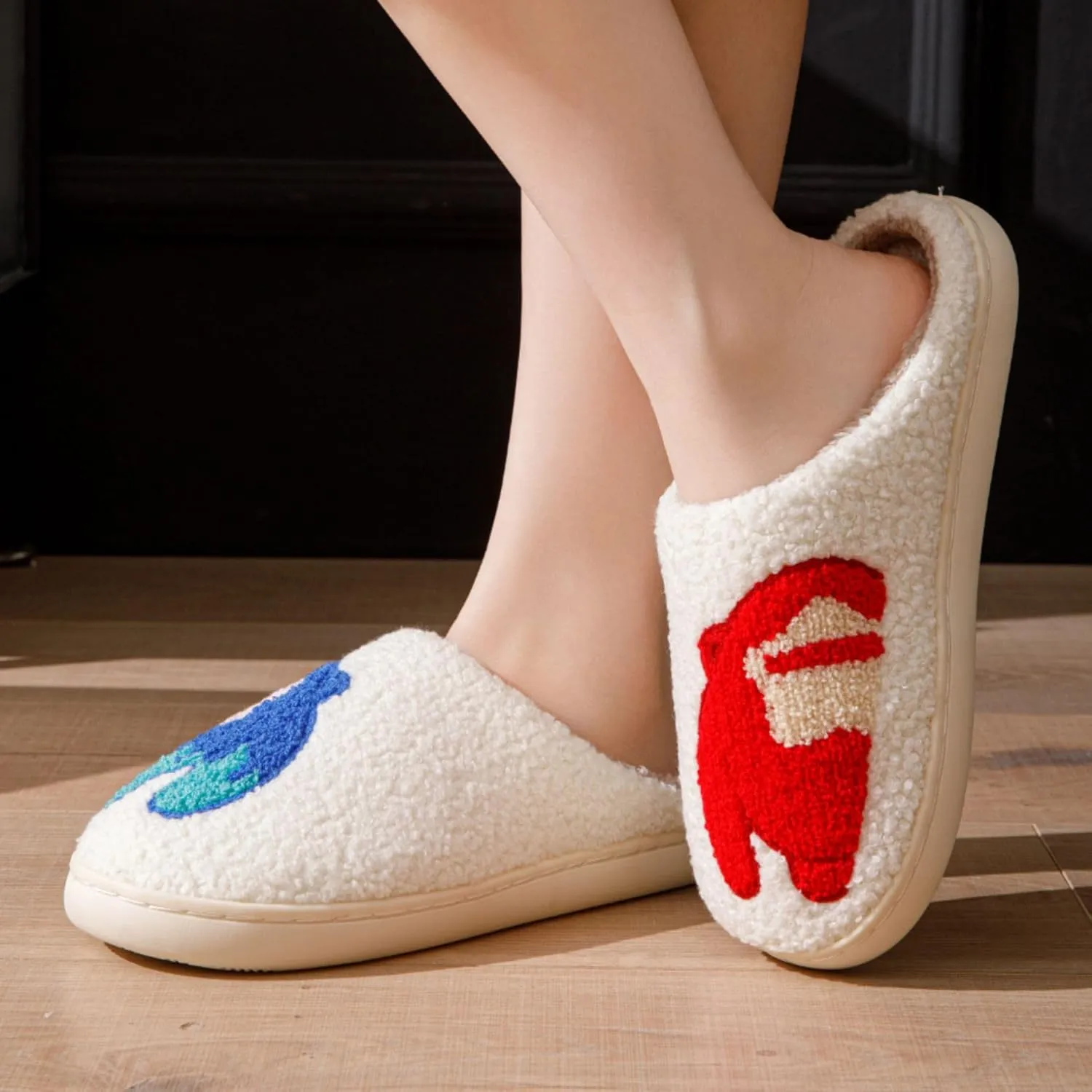 Unisex Leopard Print Happy Face Slippers - Retro Memory Foam Soft Plush Non-Slip Home Shoes