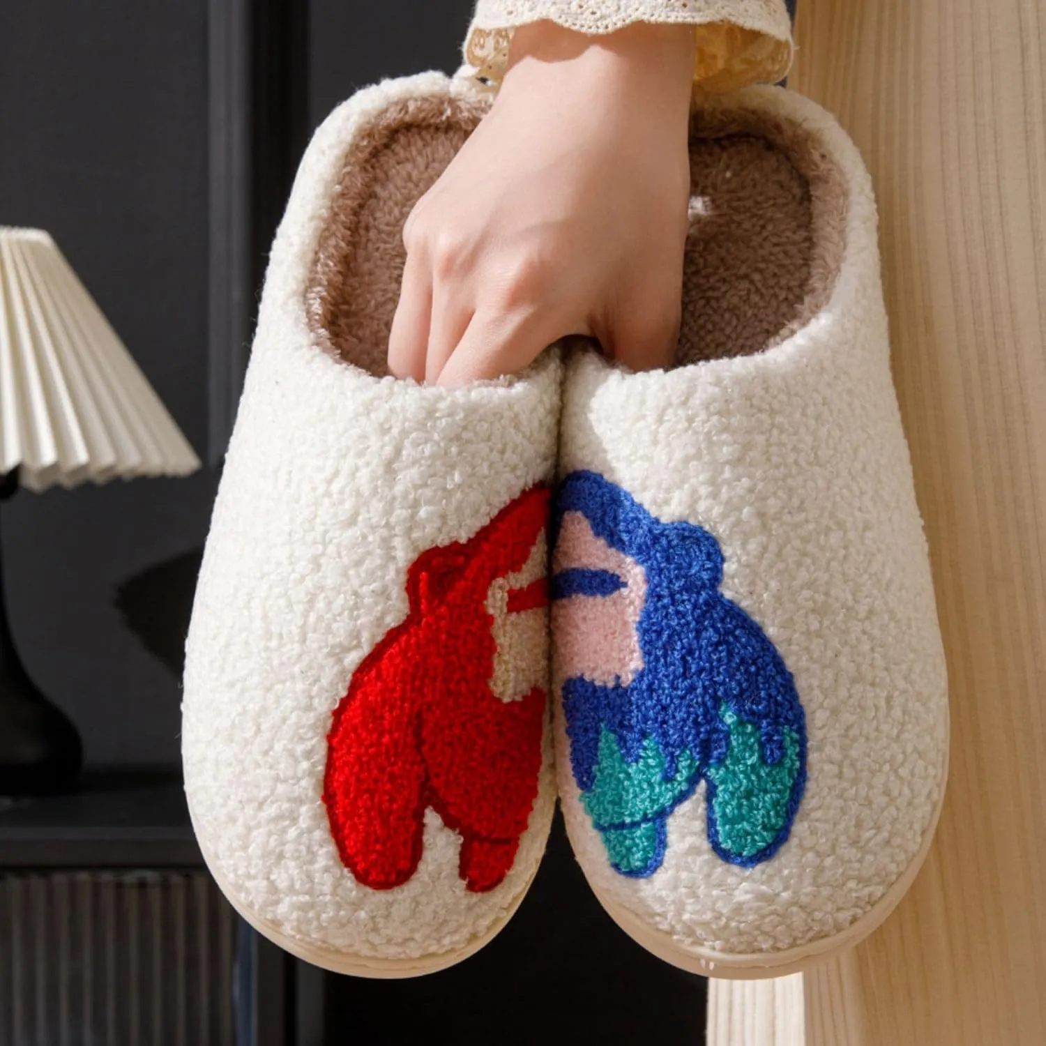 Unisex Leopard Print Happy Face Slippers - Retro Memory Foam Soft Plush Non-Slip Home Shoes