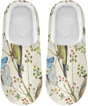 Unisex Memory Foam House Slippers Non-Skid Soft Warm Sole Coral Fleece Slip-on Closed Toe Hand Free Shoes for Bedroom Travel 6-17