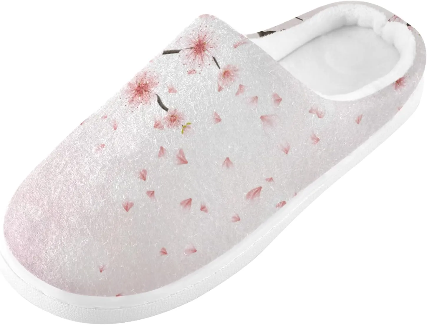 Unisex Memory Foam House Slippers Non-Skid Soft Warm Sole Coral Fleece Slip-on Closed Toe Hand Free Shoes for Bedroom Travel 6-17