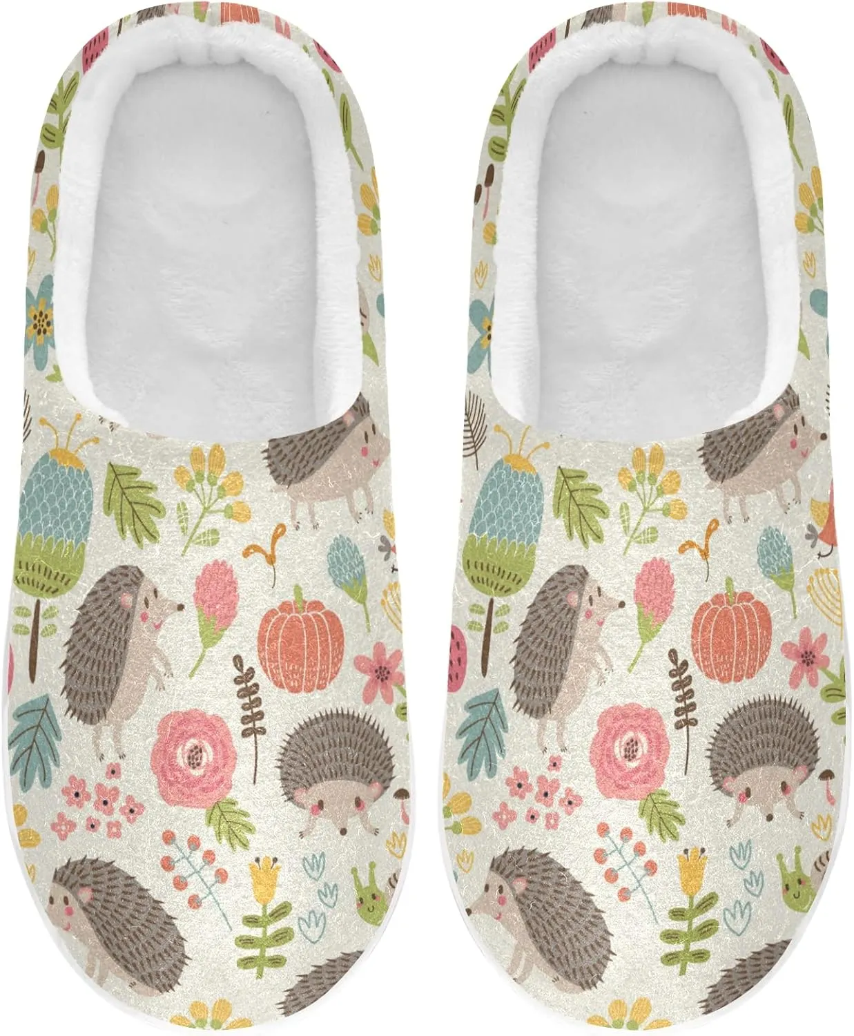 Unisex Memory Foam House Slippers Non-Skid Soft Warm Sole Coral Fleece Slip-on Closed Toe Hand Free Shoes for Bedroom Travel 6-17