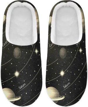 Unisex Memory Foam House Slippers Non-Skid Soft Warm Sole Coral Fleece Slip-on Closed Toe Hand Free Shoes for Bedroom Travel 6-17