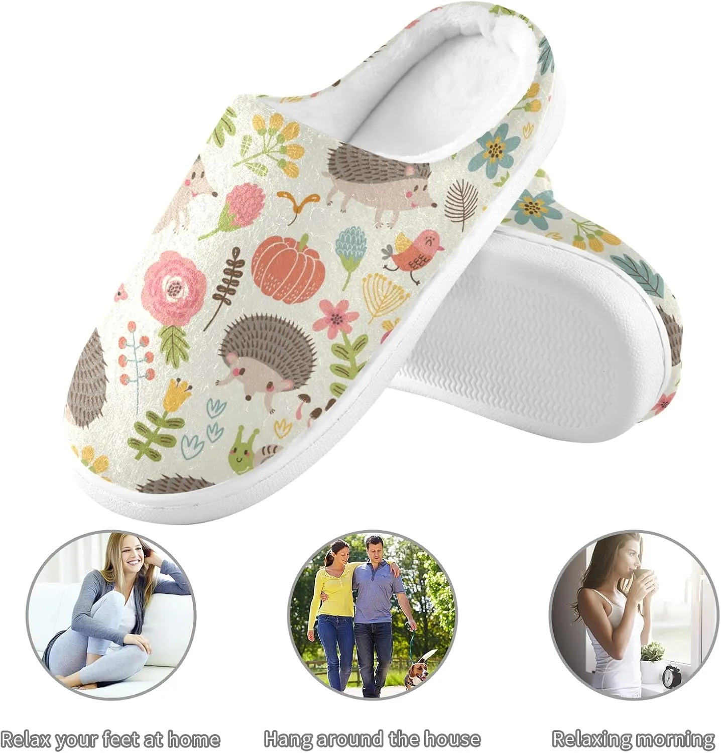 Unisex Memory Foam House Slippers Non-Skid Soft Warm Sole Coral Fleece Slip-on Closed Toe Hand Free Shoes for Bedroom Travel 6-17
