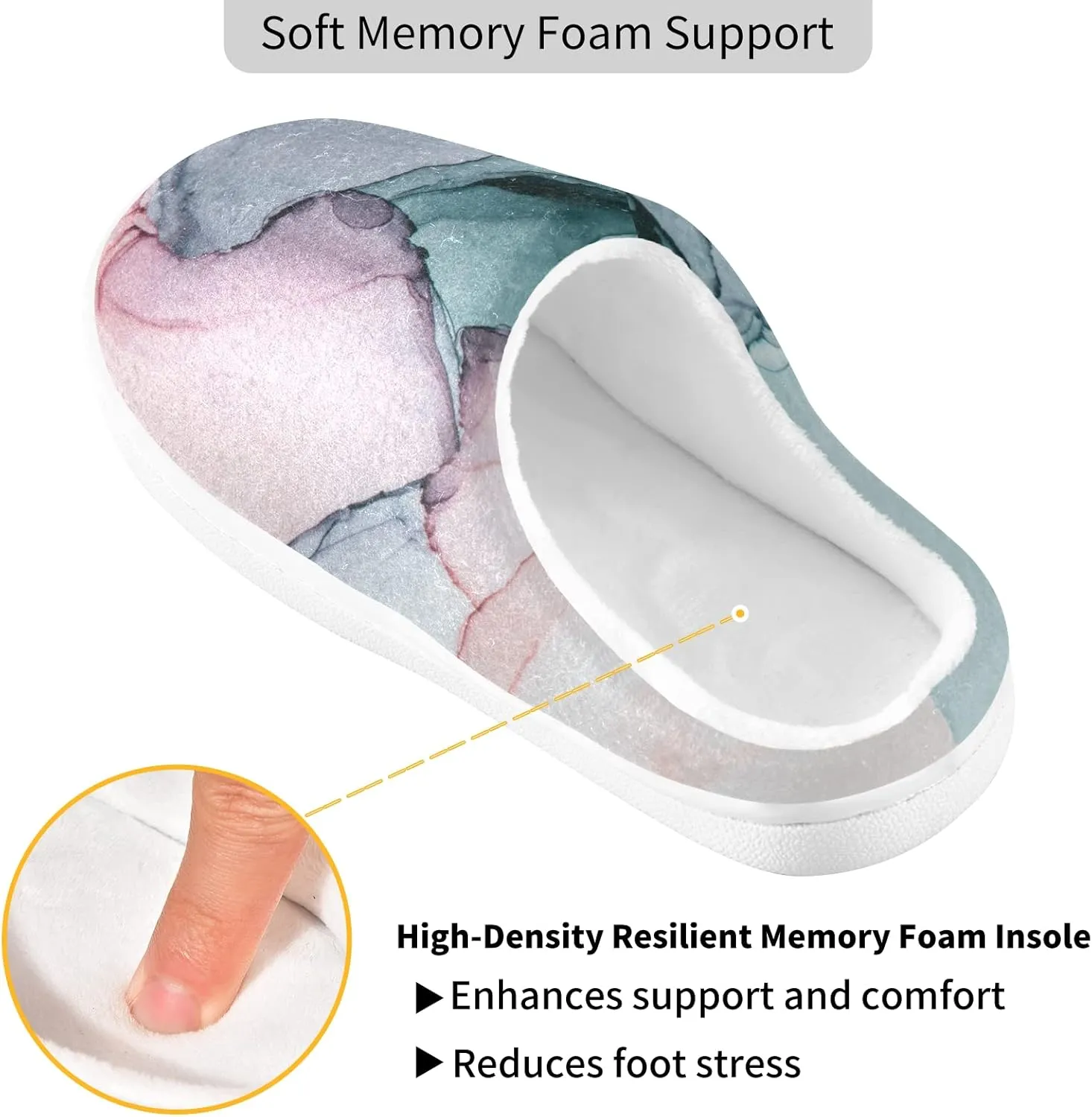 Unisex Memory Foam House Slippers Non-Skid Soft Warm Sole Coral Fleece Slip-on Closed Toe Hand Free Shoes for Bedroom Travel 6-17