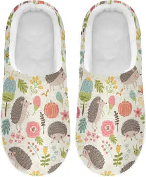 Unisex Memory Foam House Slippers Non-Skid Soft Warm Sole Coral Fleece Slip-on Closed Toe Hand Free Shoes for Bedroom Travel 6-17
